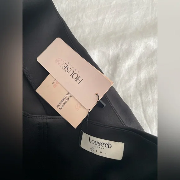 House of CB CHIARA Black One Shoulder Draped Satin Dress - Picture 6 of 6